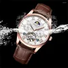 Wristwatches MOHDNE Men Tourbillon Business Watch Luxury Fashion Automatic Mechanical Wristwatch Man Waterproof Sport Moon Phase Clocks