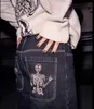 Pantaloni da donna s Retro Street Cross Skull Ricamo Jeans larghi Y2k Uomo Donna Allentato Casual Dritto Gamba larga Denim Vita alta 230619