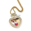 Pendentif Colliers THE BLING KING Coeur Princesse Photo Pendentif Mémoire Personnalisée Photo Pendentif Graver Nom HipHop Jewlery Personnalisé Femmes Cadeaux J230620