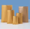 Vários tamanhos Kraft Paper Mylar Storage Bag Stand Up Aluminum Foil Tea Biscuit Pacote bolsa grátis JL1254