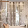 Curtain Embroidered Luxury Curtains for Living Room Bedroom Dining Windows European Double Tulle Elegant Pink Khaki Hall High Shading 230619