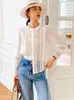 Frauenblusen Gypsylady Hollow out elegante schicke Bluse -Shirt Spitze Patchwork Sheer Sexy Frühlings Sommer Frauen Puff Ärmel Damen Top Blusa