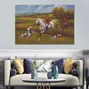 Caccia su tela Vintage Landscape White Horse Hunting Dogs Heywood Hardy Pittura Paesaggio classico Decorazioni per la casa fatte a mano