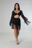 Work Dresses Black White Two Piece Tassel Skirt Set Women Clubwear For Party Short Tops And Skirts High Waist Night Club Sexy Outfits Sets
