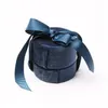 Bolsas de joias bolsas bolsas de alta qualidade azul escuro anel de casamento embalagem caixa de presente veet redondo seda pingente de armazenamento para mulheres aniversário dhagc