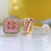 Серьги -грибы Vinregem 18k белого золота Radiant Cut 7 7mm лабораторный сапфир Gemstone Wears 925 Серебряные свадебные украшения стерлинго