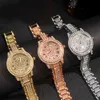 Montres Plein Strass Femmes Montre À Quartz Bracelet Rose Argent Couleur Dames Poignet De Luxe Marque Cristal Relogio Feminino 230613