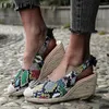 샌들 패션 여성 Espadrilles Back Straphy Wedges Shoes 2023 여름 플랫폼 커버 발가락 갈디아이터 캐주얼 빈티지 여자 금