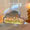 Nattljus Diy Cloud Tulip Mirror Light - Handmade Makeup Lamp för unikt vardagsrum Desktop Home Decor Girls Present