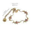 Diseñador de lujo G Carta Cadena Pulsera 18K Chapado en oro Vintage Tiger Head Crystal Pearl Rhinestone Pink Flower para mujeres Wedding Party Jewerlry Accesorios