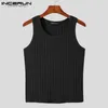 Men's Tank Tops INCERUN Korean Style Tops Men's Fashion Knit Stretch Vests Stylish Male Solid Color COmfortable Summer Tank Tops S-5XL 230620