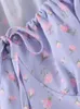 Robes de soirée Foridol Boho été violet fente robe costumes femmes en mousseline de soie bouton Floral moulante Mini ensemble haut court 2 pièces 2023