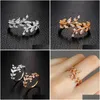 Wedding Rings Stylish Leaf Finger Ring For Women Dazzling Zirconia Jewelry Gift Delicate Design Fresh Style Accessories Daily Drop De Dhsah