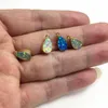 Charms 5PCS 7x10mm Teardrop Cor Ouro Opal Side Perfured Beads Pingente feito à mão para colar pulseira Druzy Charm Jóias