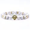 Beadered Gold Lion Head Gemstone Bead Bead Bracelet Charms 8 мм защита от камня Заживление Кварце