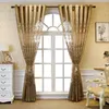 Cortina Luxuoso Europa Ouro Bordado Cortinas de Tule para Sala de Estar Romântico Semitransparente Jacquard Voile Porta Cortinas de Janela ZH431H 230619