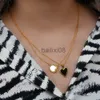 Pendant Necklaces 2021 New White Blk Green Shell rylic Moon Mirror Heart Shape Pendant Neckle Stainless Steel Gold Plated Neckle For Lady J230620