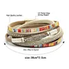 Charm Armbänder Mtilayer Leder Wickelarmband für Frauen Mädchen Mti Layer Wrapped Armbänder Boho Breite geflochtene Riemen Armreif Bracel Dhzov