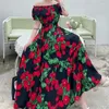 Robes décontractées femmes grande taille Style bohème Maxi longue Robe Floral coton plage col rond hors épaule vêtements Vestido Robe