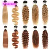Peruvian Dyed 1B/27 1B/30 Ombre Color Straight Deep Wave Kinky Curly Water Wave 100% Human Hair Extensions 10-30inch