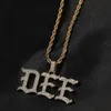Pendant Necklaces THE BLING KING Custom Vintage Old English Name Number Micro Paved CZ Personalized Initial Letter Pendant Neckle Hiphop Jewelry J230620