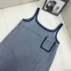 Grundläggande casual klänningar designer sommar ny kändis stil söt temperament rå kant denim tank top klänning kvinnor z3a7