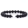 Beaded Lava Rock Stone Bead Armband Essential Oil Matt Semi Gemstone Quartz Crystal For Man Women Girls Stretch Axiety D Dhsys