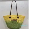 52cm Large Tote Color Straw Beach Shoulder Shopping Bags Basket Handbags Designer Women Weave Hand Bags