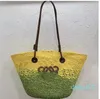 52cm Grote Tote Kleur Stro Strand Schouder Boodschappentassen Mand Handtassen Designer Dames Geweven Handtassen