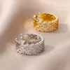 Bröllopsringar zirkon korsade hjärta för kvinnor modeöppning rostfritt stål ring 2023 trend estetiska juveler anillos mujer
