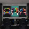 Colorful Punk Canvas Painting Neon Gamer Controller Art Picture Cool Gaming Wall Art Picture For Living Room Home Decor Room Decorative Painting Cuadro w01