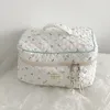 Cosmetic Bags Cute Quilting Cotton Makeup Bag Women Zipper Organizer Female Cloth Handbag Box Shape Portable Toiletry Case For Girls 230620