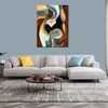Contemporary Abstract Oil Painting on Canvas Body with Mom Artwork Vibrant Art for Home Decor