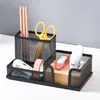 Pencil Cases Desk Stationery Organizer Creative Metal Pen Holder Pencil File Storage Rack 3 Grid Storage Box Office Accessories 230620