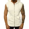 Hommes gilets sans manches t-shirt fermeture éclair manteau couleur unie à capuche gilet Gym Fitness Muscle course sweat 230620