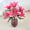 Decorative Flowers 5pcs Artificial Lily Flower Branch For Plant Wall Background Wedding Home Al Office Bar