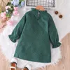 Girl Dresses 3-7Y Fashion Children Kids Baby Girls Autumn Party Dress Ruffles Long Sleeve Solid Casual A-line Clothes 30