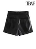 Damen Shorts ONKOGENE Frauen Chic Mode Seitentaschen Kunstleder Vintage Hohe Taille Reißverschluss Weibliche Kurze Hosen Mujer 230620