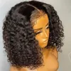 Transparent 5x1 T partie dentelle perruque courte bouclée Bob perruque pour les femmes cheveux humains vague profonde perruques de cheveux humains brésilien Remy cheveux