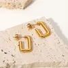 High-Profile Figure Stainless Steel Earrings 18 Gold Side Inlaid Zirconium Simple Square Earrings Geometric Titanium Steel Top