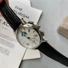 Мужские и женские роскошные Quartz Watch Кожаные ремешки полная функция трех календарных наручных часов Montre de Luxury