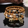 Charme Armbänder Böhmen Mode Trend Vintage Holz Perlen Mehrschichtiges Armband Für Frauen Niedlichen Kleinen Elefanten Quasten Elastischen Schmuck