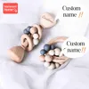 1 st Baby Bijtring Houten Muziek Rammelaar BPA Gratis Houten Gym Ring Knaagdieren Siliconen Kralen Pasgeboren Educatief Montessori Speelgoed voor Kinderen L230518