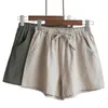 Kvinnors shorts sommar bomullslinne kvinnor hög midja överdimensionerade korta byxor mode casual sport kvinnlig SXL 230620