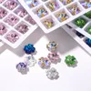 Falska naglar 30st elegant K9 Crystal Heart Four-Leaf Clover Flashing Lucky Flowers Glass Gem för 3D Nails Art Accessory 10*10 8*8 230619