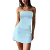 Robes décontractées sans manches femmes robe sans bretelles dames été Mini couleur unie Sexy moulante épicé fille tenue quotidienne