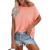 One Shoulder Slope Neckline T-Shirt Casual One Shoulder Tops Kurzarm T-Shirts Loose Summer Shirt Damen Einfarbig