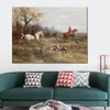 High Quality Heywood Hardy Painting Canvas Art in Full Cry Handmade Horses Dogs Picture Wall Decor