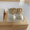 Para Drop Stud Pearl Diamond Gold Gold Gold Small Woman Channel Fashion Wedding Earings 2024 Brincos de designer Jóias Alta entrega grátis