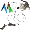 Brinquedos para gatos pendurados, retráteis, brinquedo de penas, para pendurar, porta engraçada, camundongos de pelúcia, brinquedos interativos para gatos